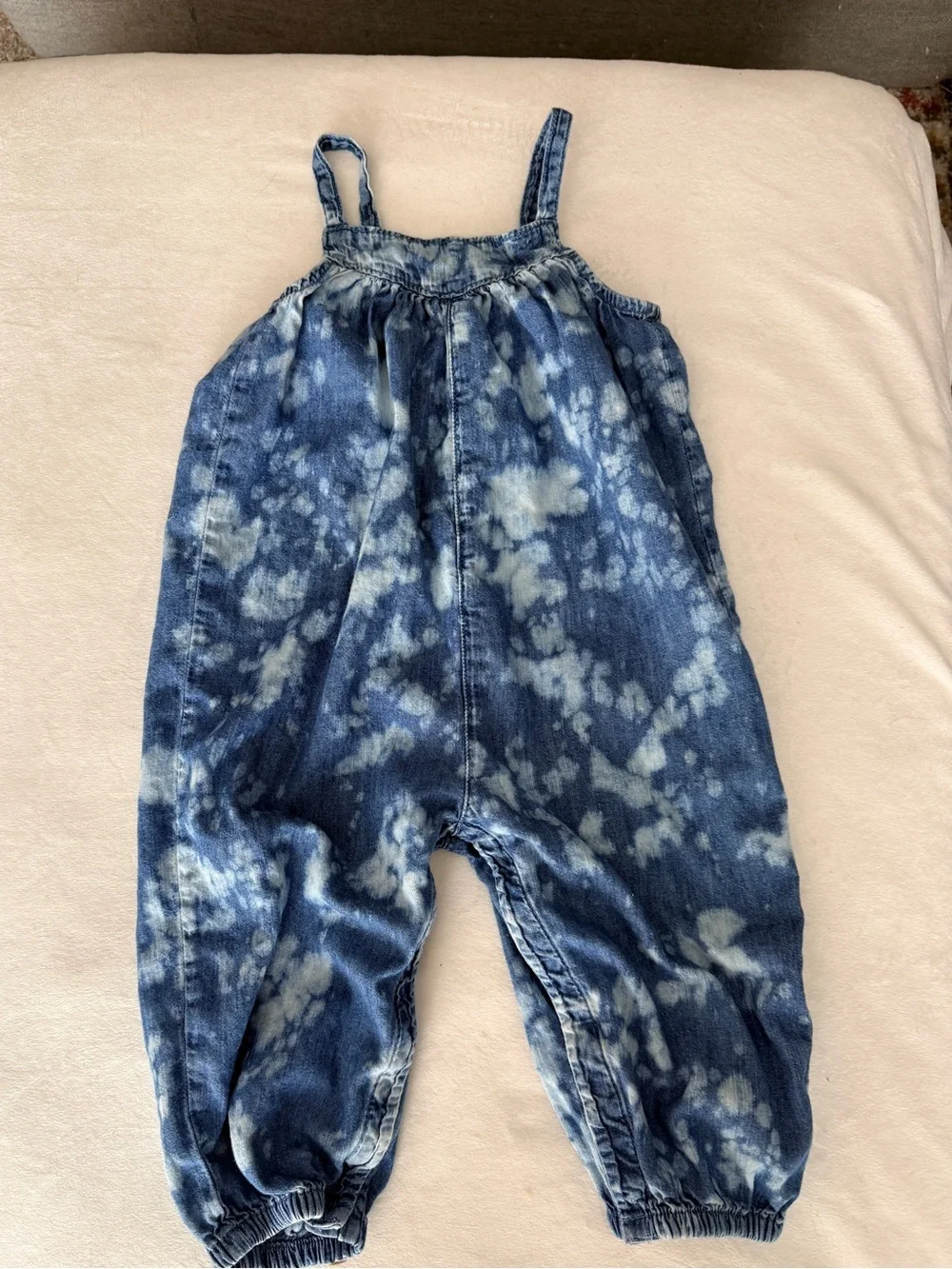 Gap Baby - Acid Wash / Tie Dye Blue Chambray Romper - 18/.24 M